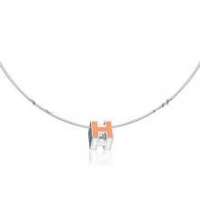 Hermes Cage d'H Necklace Pink in Lacquer With Gold